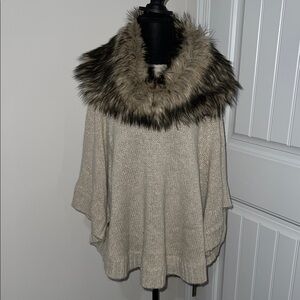 MICHAEL Michael Kors Poncho with detachable infinity faux fur scarf